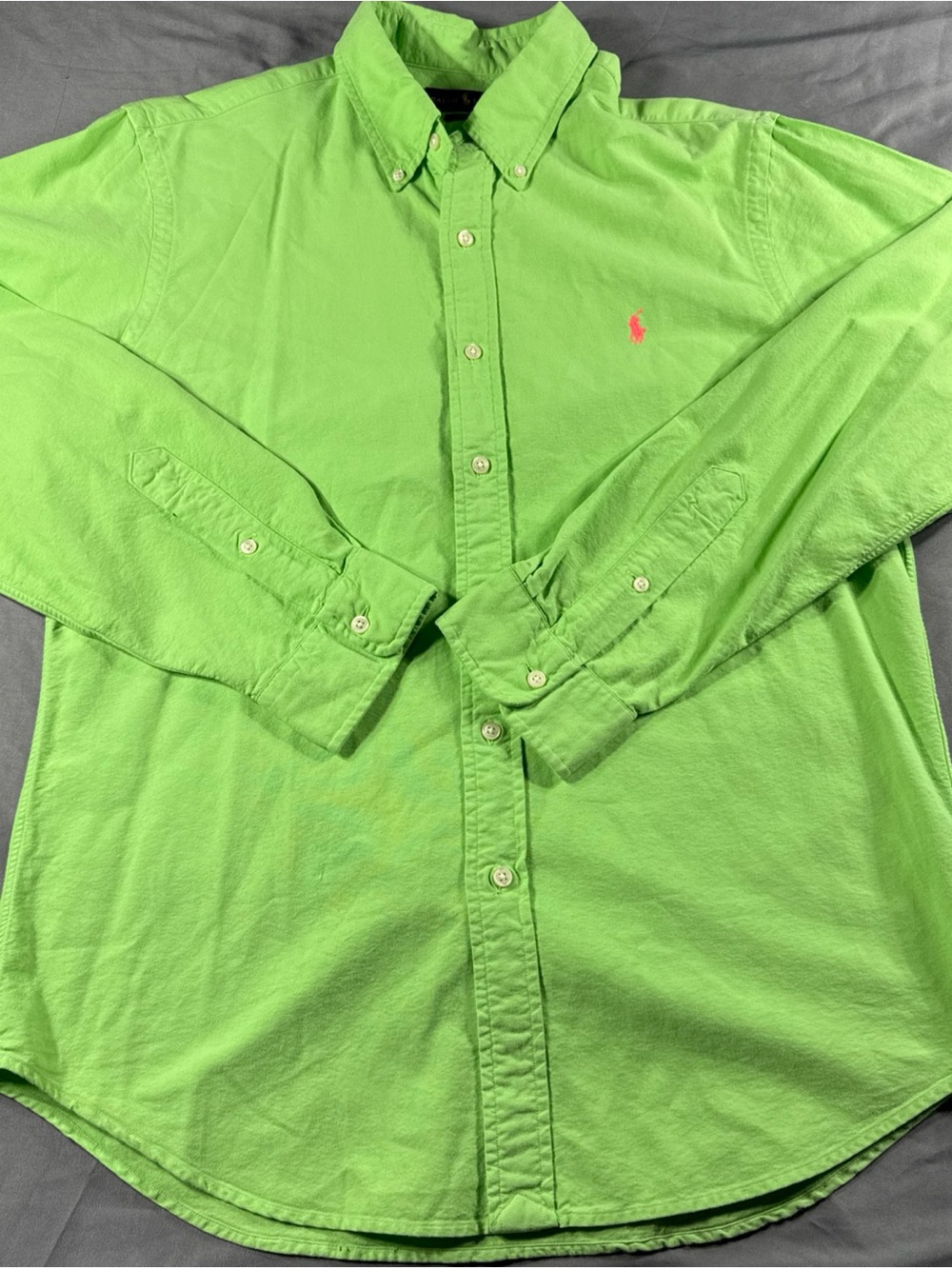 Ralph Lauren Men’s Slim Fit Long Sleeve Button Down Shirt— Bright Green